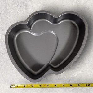Bakers Secret Love Theme Valentines Day Double Heart Cake Baking Pan Mould USED
